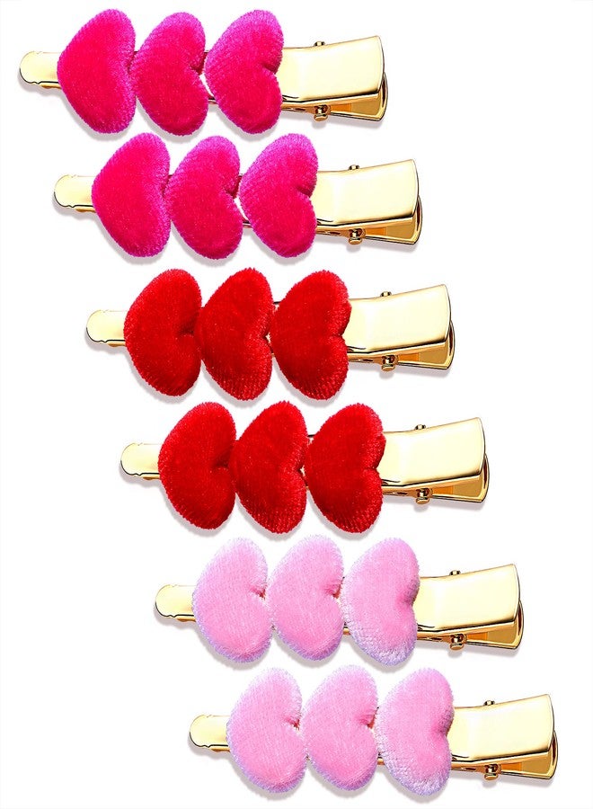 CEALXHENY Valentine’s Day Hair Clips Velvet Heart Hair Clips for Women Girls Triple Heart Hairpins Sweet Hair Barrettes Fashion Hair Accessory Holiday Gifts (Style B - Furry) - Image 1