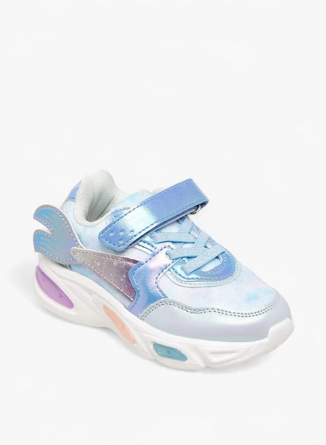 جونيورز Mermaid Applique Light-Up Sneakers with Hook and Loop Closure