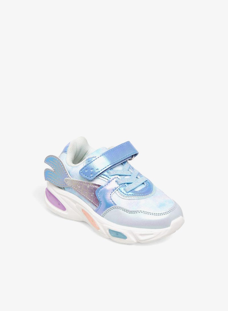 JUNIORS Mermaid Applique Light-Up Sneakers with Hook and Loop Closure - Image 2