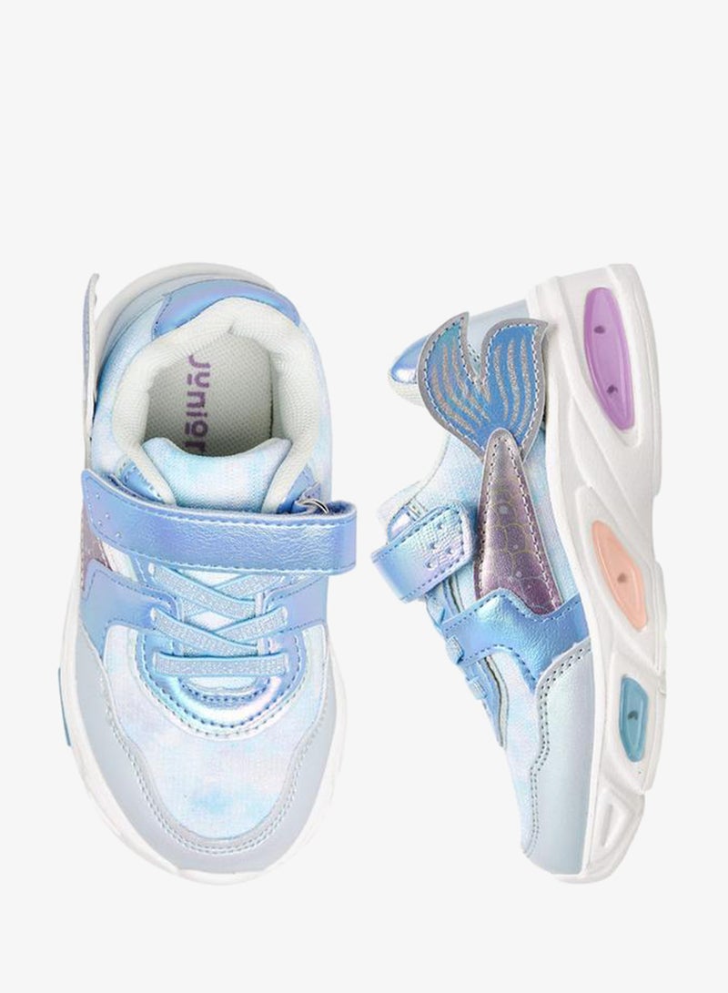 JUNIORS Mermaid Applique Light-Up Sneakers with Hook and Loop Closure - Image 3