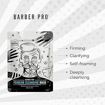 BARBER PRO Mens Face Mask Self Foaming Deep Cleanse Sheet Activated Charcoal Firming Purifying Clarifying Pores Tackles Blackheads Natural Vegan Skincare Multi Award Winning Brand - Image 5