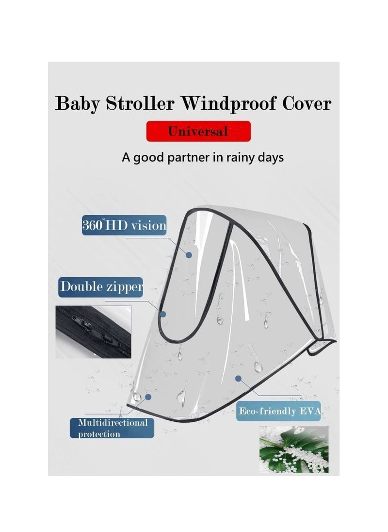 SYOSI - Universal Baby Stroller Windproof Cover for Pram Pushchair Buggy Clear Rain Water Dust Snow Protection Jogging Travel Toddlers Canopy Weather Shield Strollers Easy to Install Remove - Image 1