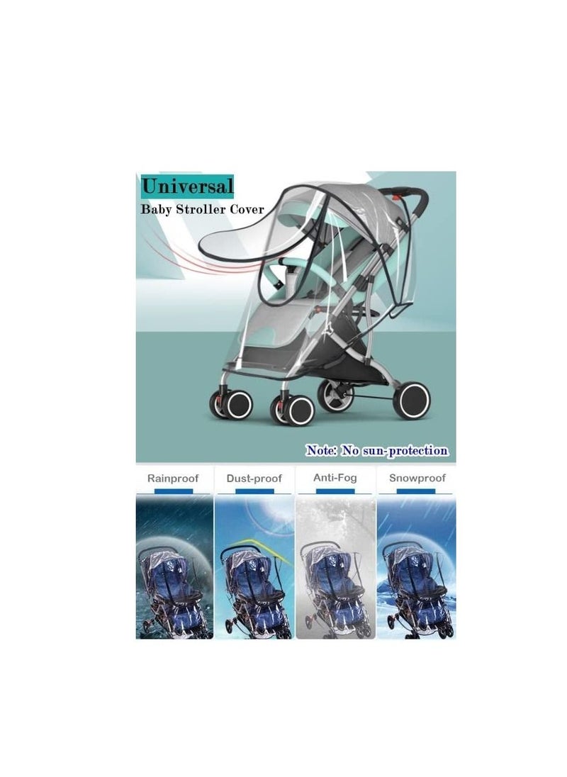 SYOSI - Universal Baby Stroller Windproof Cover for Pram Pushchair Buggy Clear Rain Water Dust Snow Protection Jogging Travel Toddlers Canopy Weather Shield Strollers Easy to Install Remove - Image 1