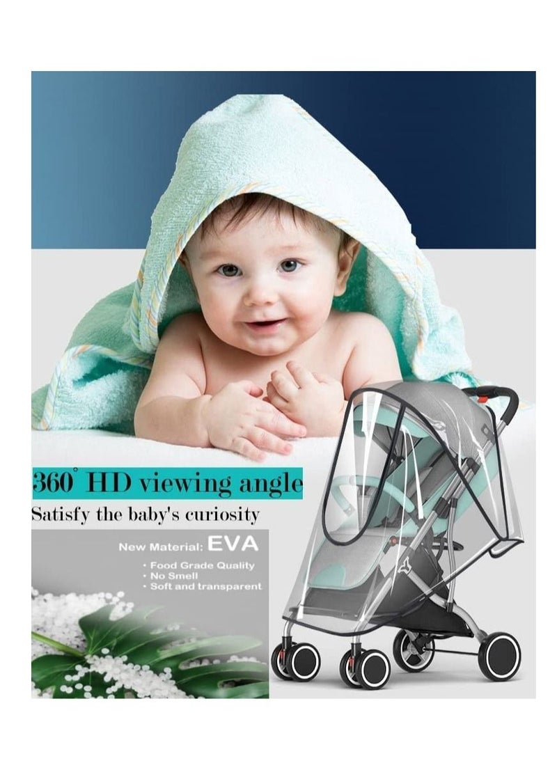 SYOSI - Universal Baby Stroller Windproof Cover for Pram Pushchair Buggy Clear Rain Water Dust Snow Protection Jogging Travel Toddlers Canopy Weather Shield Strollers Easy to Install Remove - Image 1