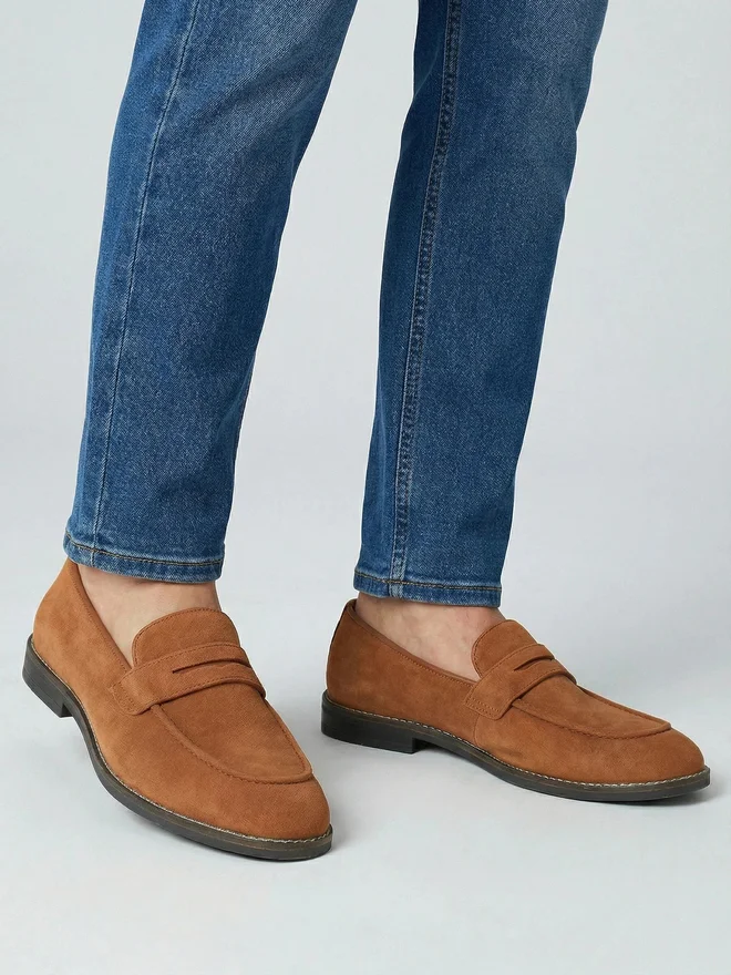 Styli brown Men Classic Suede Look Slip-On Loafers for Men | Best Price UAE