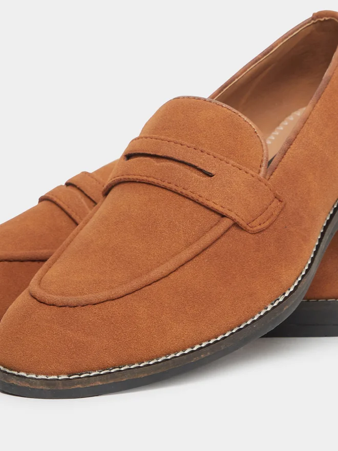 Styli brown Men Classic Suede Look Slip-On Loafers for Men | Best Price UAE