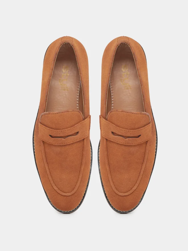 Styli brown Men Classic Suede Look Slip-On Loafers for Men | Best Price UAE