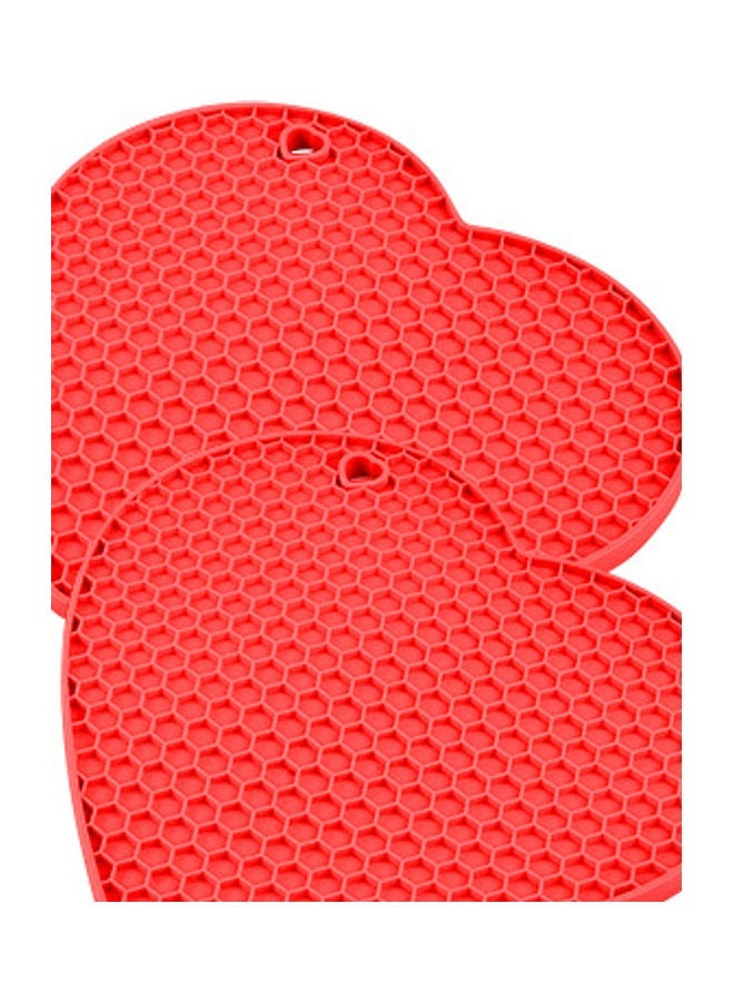 NIBEMINENT 2-Pair Heart-shaped Silicone Honeycomb and Placemat Glove Set Red/Black - Image 2
