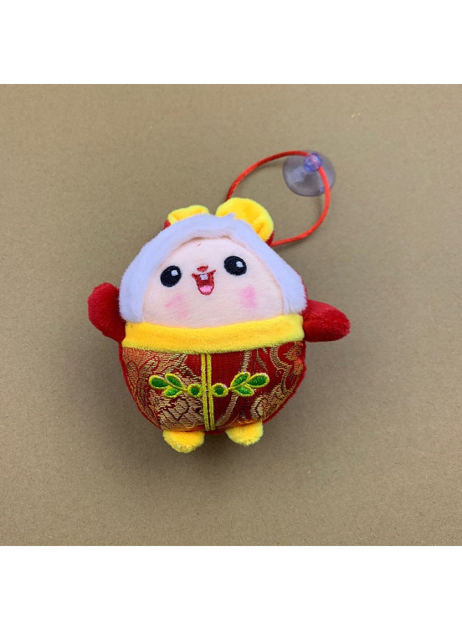 Year Of The Rabbit Mascot Plush Toy Guofeng Rabbit Master Doll Pendant Company Annual Meeting Zodiac Doll Wholesale-Specifications:3-Color:Red  - Image 4