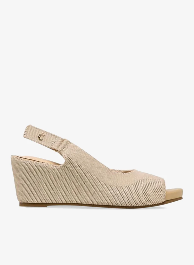 Le Confort BEIGE Women's Hook and Loop Closure Wedge Heel Sandals for Women | Best Price UAE