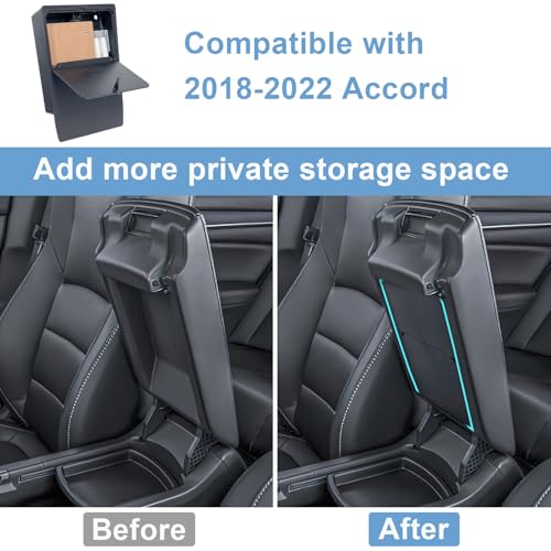 PIMCAR Center Console Hidden Organizer for Honda Accord 2018 2019 2020 2021 2022 Armrest Secret Compartment One-Touch Hidden Storage Accessories - Image 2