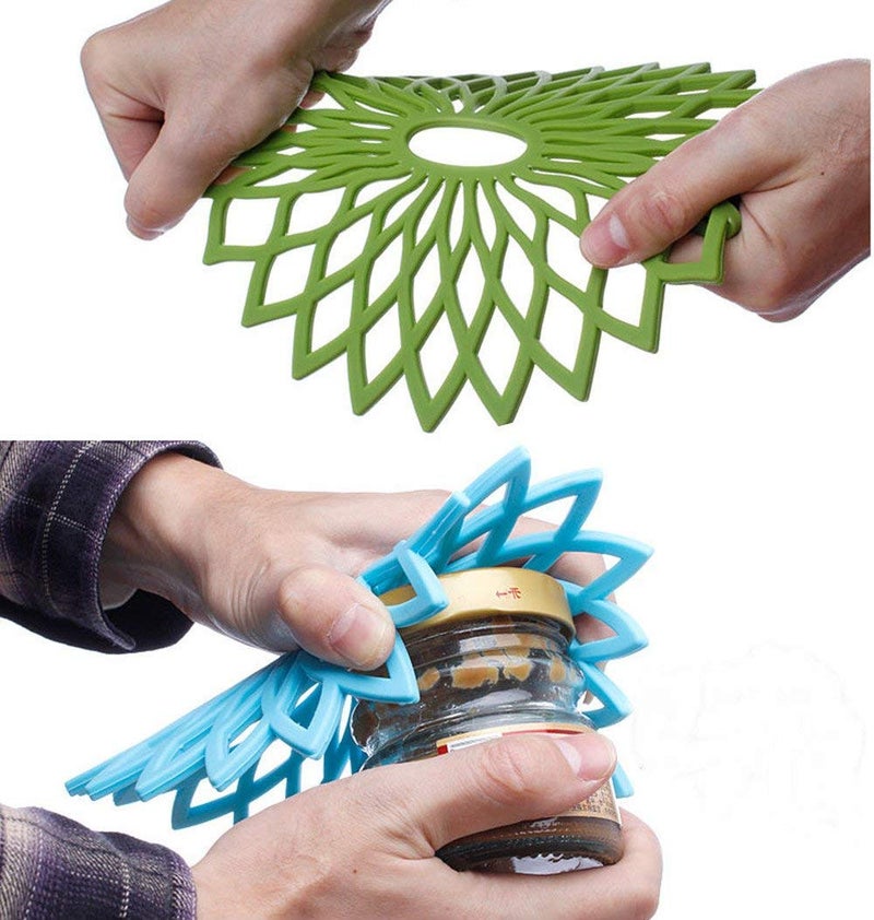 Snyter 3 Set Silicone Multi-Use Flower Trivet Mat Insulated Flexible Durable Non Slip Coasters Hot Pads - Light Green - Image 2