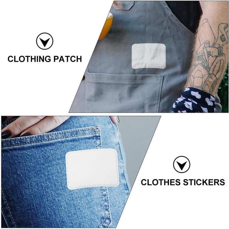 20pcs White Iron-on Denim Fabric Patches 12.5x9.5cm Rectangular Clothing Repair Stickers for Jeans Jackets Elbow Knee DIY Embroidered Garment Appliques - Image 3