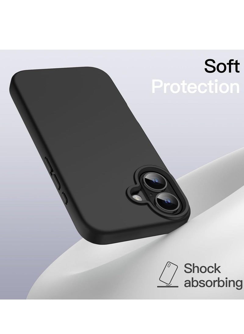 Raxoom Liquid Silicone Case for iPhone 16 (6.1-Inch) â€“ Silky Soft Touch Full-Body Protective Anti-Scratch Shockproof Cover with Microfiber Lining (Black) - Image 4