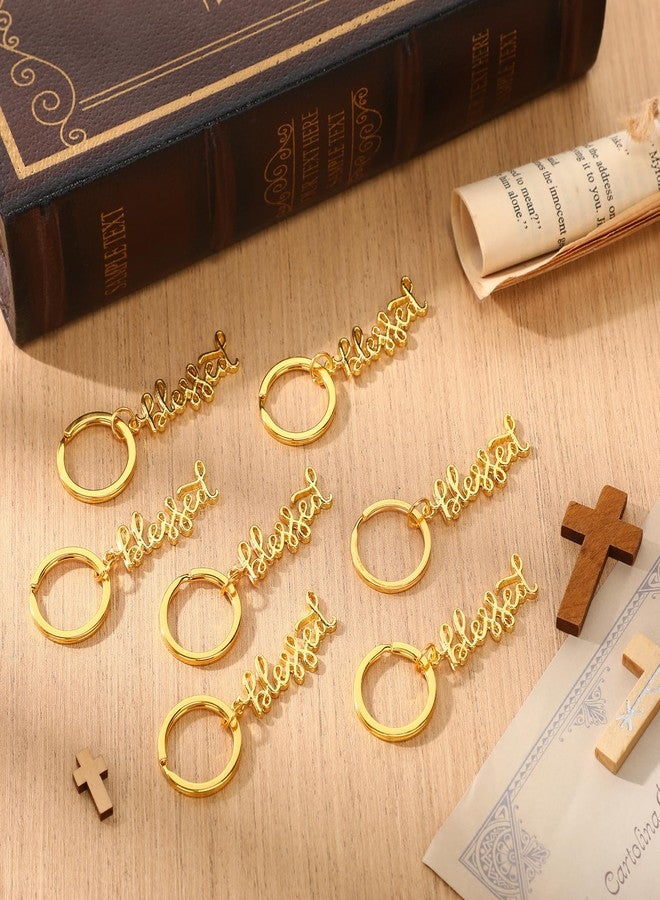 Spakon 50 Pcs Blessed Keychains Bulk Gold Thanksgiving Keychains Christian Party Favors for Women Men Religious Church Group Gifts - Image 4