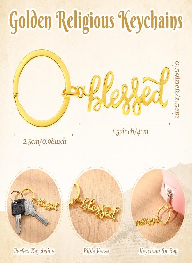 Spakon 50 Pcs Blessed Keychains Bulk Gold Thanksgiving Keychains Christian Party Favors for Women Men Religious Church Group Gifts - Image 2