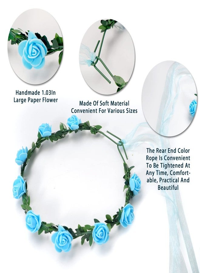 AmFor 22 Pcs Multicolor Rose Flower Wreath Crown Headband Garland Headpiece for Music Festival Celebration Beach Wedding Party - Image 5