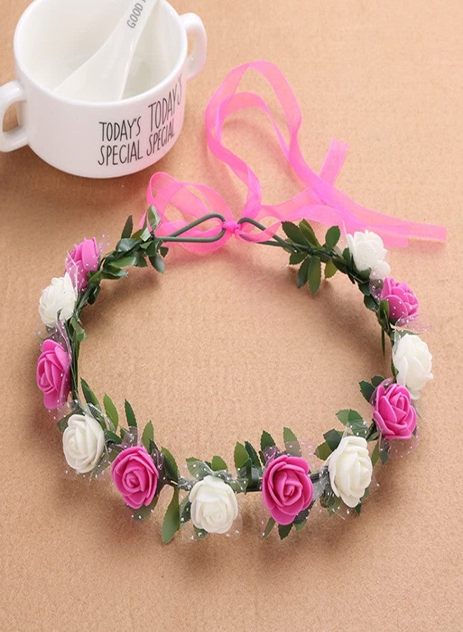AmFor 22 Pcs Multicolor Rose Flower Wreath Crown Headband Garland Headpiece for Music Festival Celebration Beach Wedding Party - Image 4