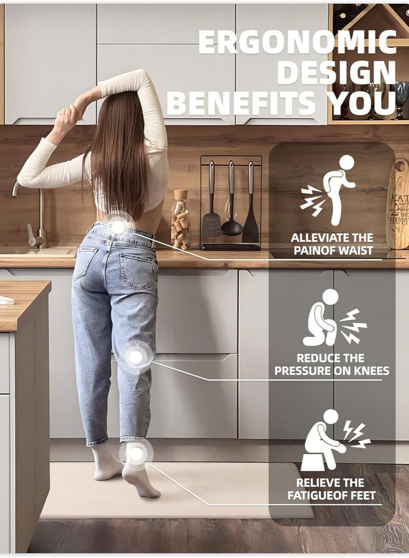 2 PCS Kitchen Rugs Washable, Non-Slip Kitchen Mats Natural Rubber Kitchen Mats for Floor Runner Rugs Set for Kitchen Floor Front of Sink, Hallway, Laundry Room 45 x 75 ,45 x 120 cm - Image 3
