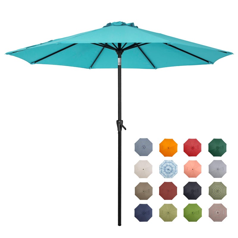Tempera 7.5ft Patio Market Outdoor Table Umbrella with Push Button Tilt and Crank, Large Sun Umbrella with Sturdy Pole & Fade Resistant Canopy, Easy to Set, Turquoise - Image 1
