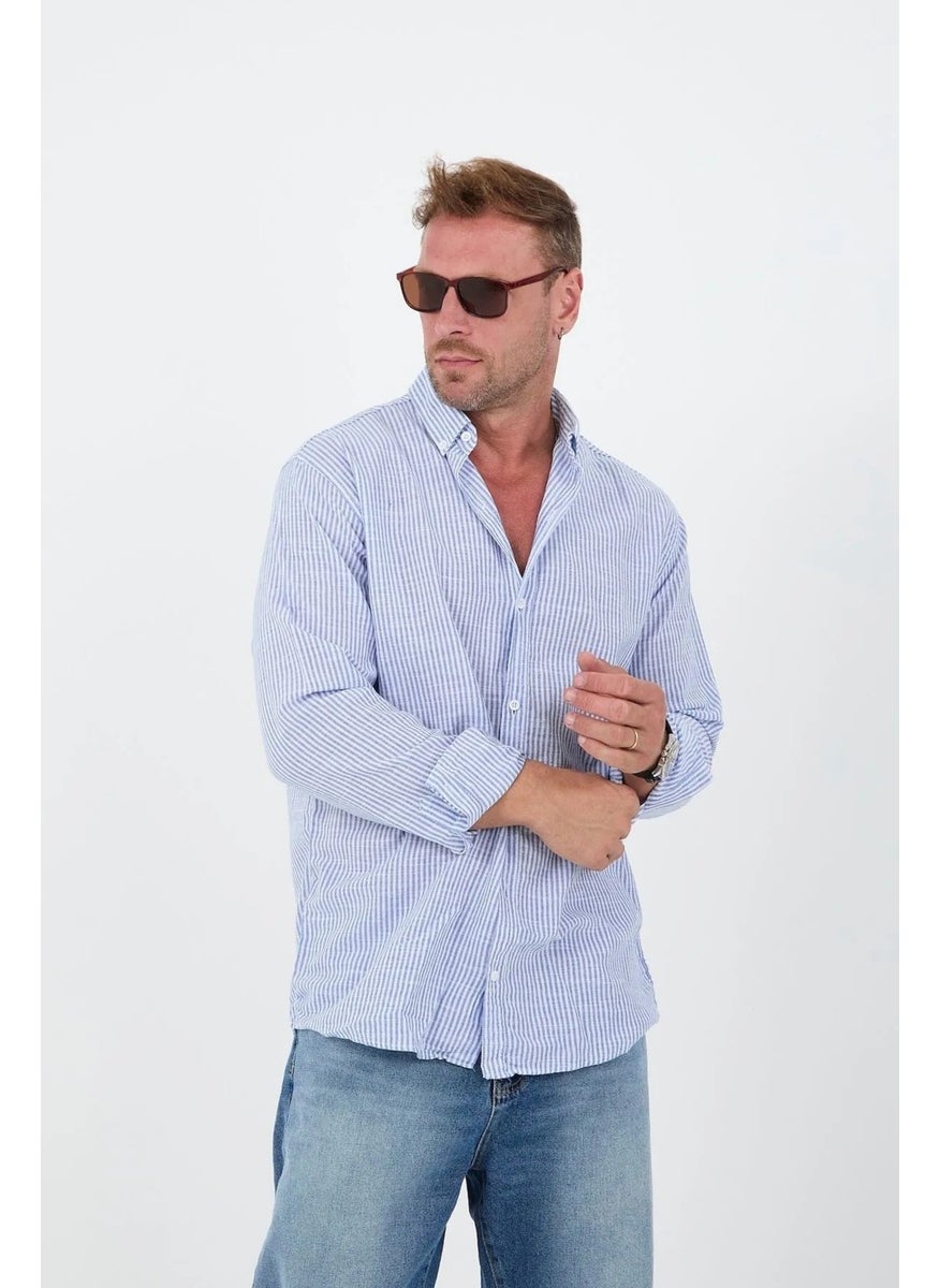 Vertical Stripe Striped Flam Linen Shirt - Blue - pzsku/ZBAA49652804096811868Z/45/_/1741192298/ba6abdfa-e72b-4e5f-98c9-d507bd0d5cd3