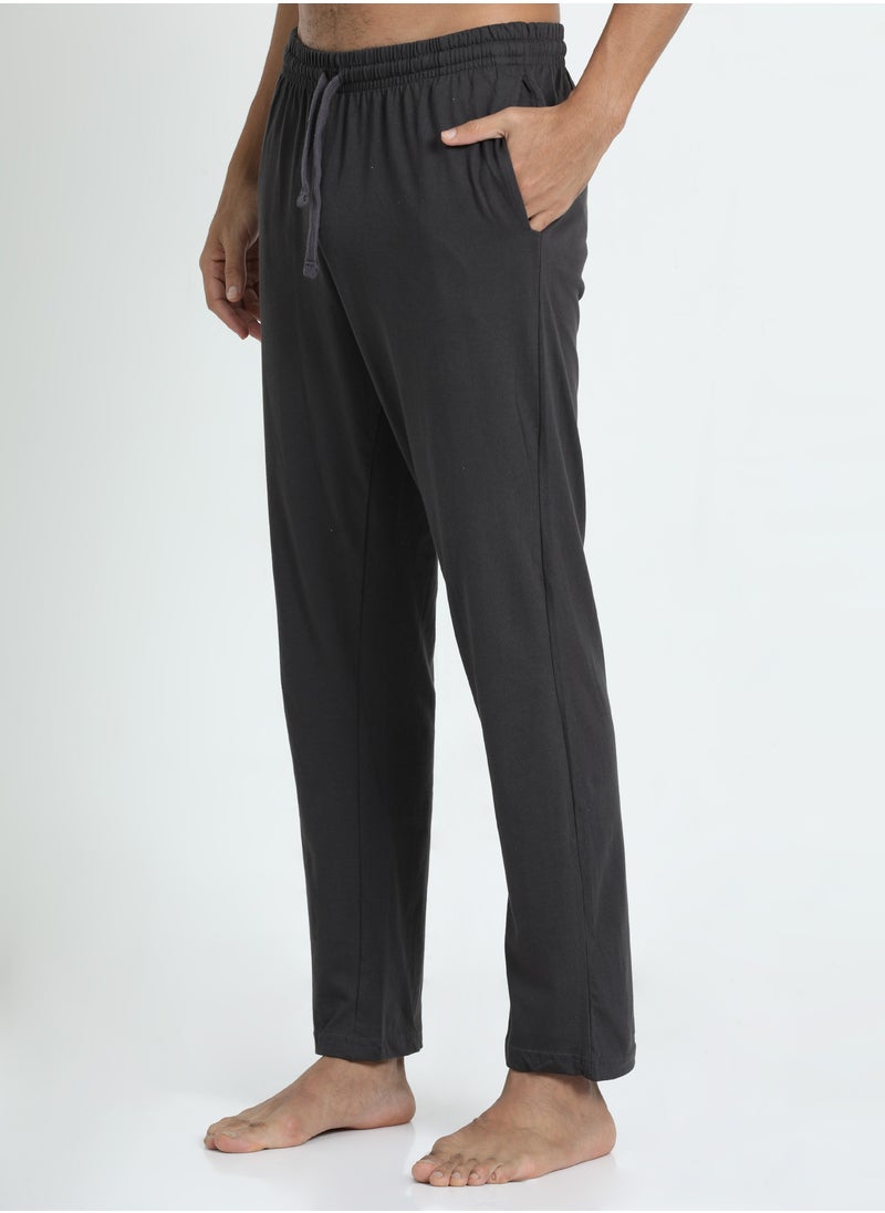 victor and jane - Men's Cotton Pyjama Sets with Round Neck T-shirt in Grey with Dark Grey long pants - Image 1