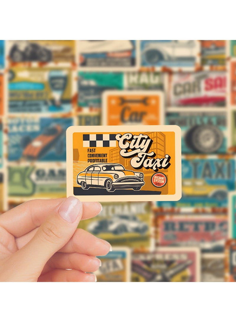 ORAINBOW 50PCS Retro Car Cartoon Stickers Pack Waterproof Stickers Vinyl Art Stickers for Water Bottles Skateboards Notebooks Phone Computer Laptop Decals Stickers for Teens Girls Boys - Image 3