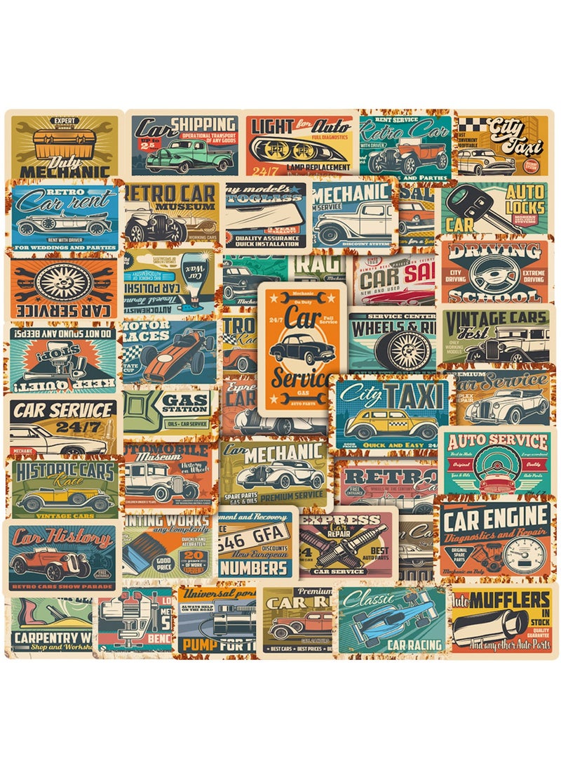 ORAINBOW 50PCS Retro Car Cartoon Stickers Pack Waterproof Stickers Vinyl Art Stickers for Water Bottles Skateboards Notebooks Phone Computer Laptop Decals Stickers for Teens Girls Boys - Image 1