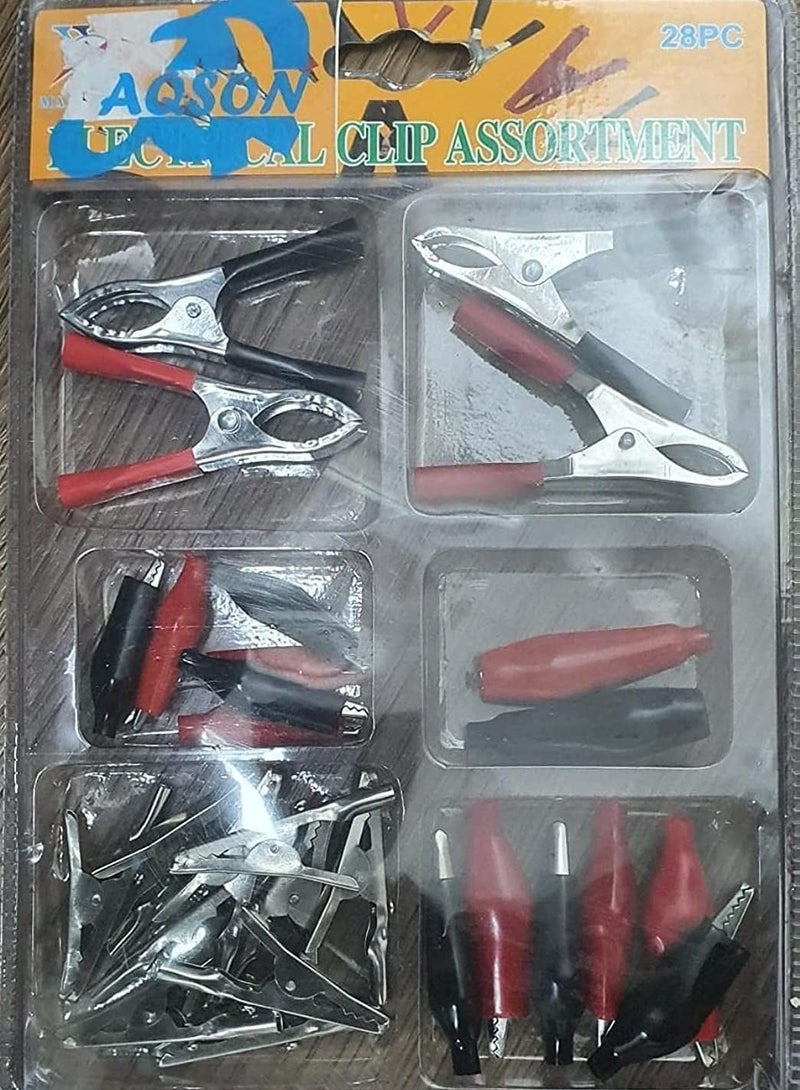 HASANAT ESSENTIALS AQSON 28 Pc/Pcs Electrical Alligator Clip Steel Assortment Set/Kit