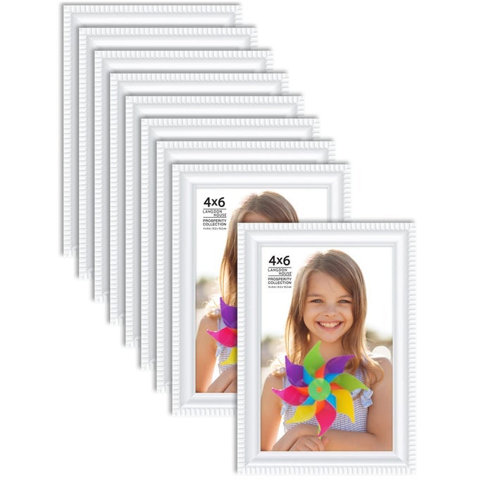4X6 PICTURE FRAMES WHITE 12 PACK CONTEMPORARY FRAME SET WALL MOUNT OR TABLE TOP PROSPERITY COLLECTION
