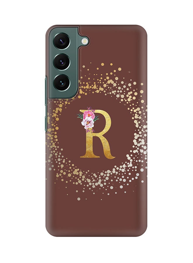 Stylizedd Monogram Slim Cover for Samsung Galaxy S22+ 5G Case Custom Initials Letter Floral Pattern Snap Series Mobile Cover Matte Alphabet  - R (Brown) - Image 1