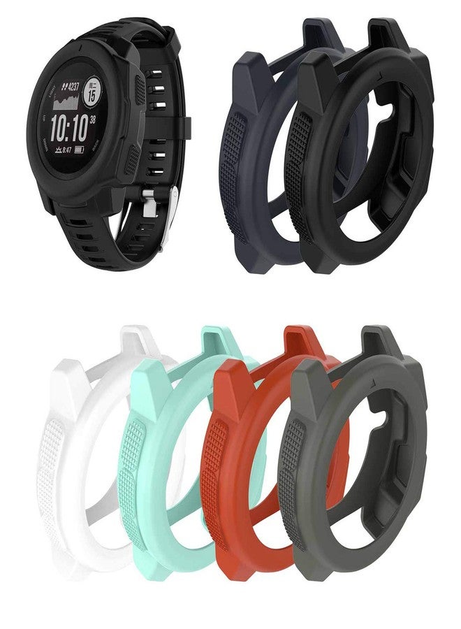 Lemspum SplenSun Compatible Silicone Protective Cover Cases Anti-Scratch Bezel Protector Replacement for Garmin Instinct,Instinct Solar Smartwatch (Black&Red&Teal) - Image 1