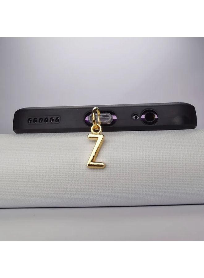Golden Letter Z Phone Dust Plug Anti Dust Cover for iPhone Interface - Image 1