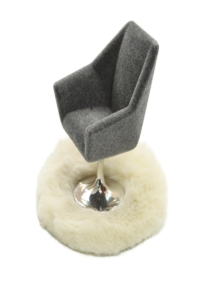 iLAND Dollhouse Furniture and Accessories Set, Miniature Swivel Chair & Carpet Modern for Dollhouse Livingroom (Grey) - Image 1