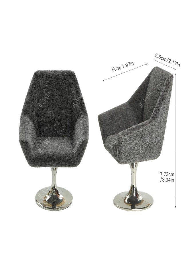 iLAND Dollhouse Furniture and Accessories Set, Miniature Swivel Chair & Carpet Modern for Dollhouse Livingroom (Grey) - Image 3