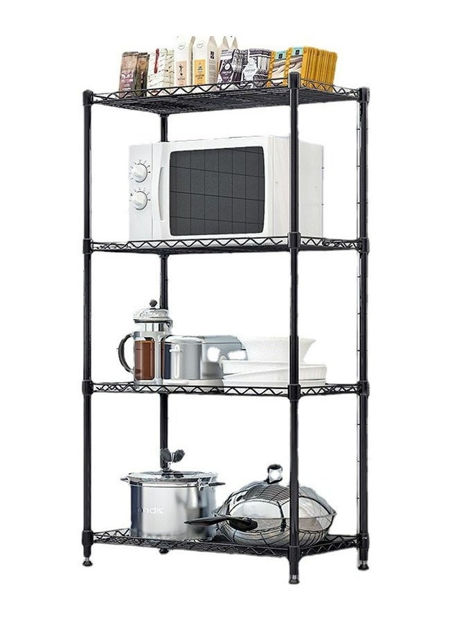 RollsTimi  4-Layer Iron Wire Storage Rack Metal Shelf Kitchen Bathroom Storage Rack,Black  - Image 1