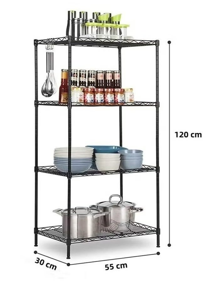 RollsTimi  4-Layer Iron Wire Storage Rack Metal Shelf Kitchen Bathroom Storage Rack,Black  - Image 3