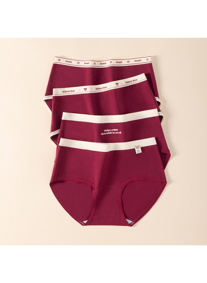 10a Antibacterial Crotch Red Girl Panties For The Year Of Birth, Pure Cotton Red Panties For Women, Mid-waist Women's Panties