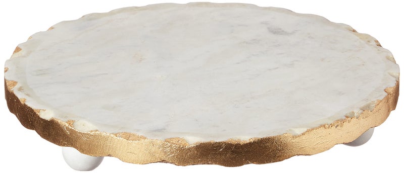 Mud Pie Marble Trivet, 1 1/4" x 8 1/2" dia, Gold - Image 1