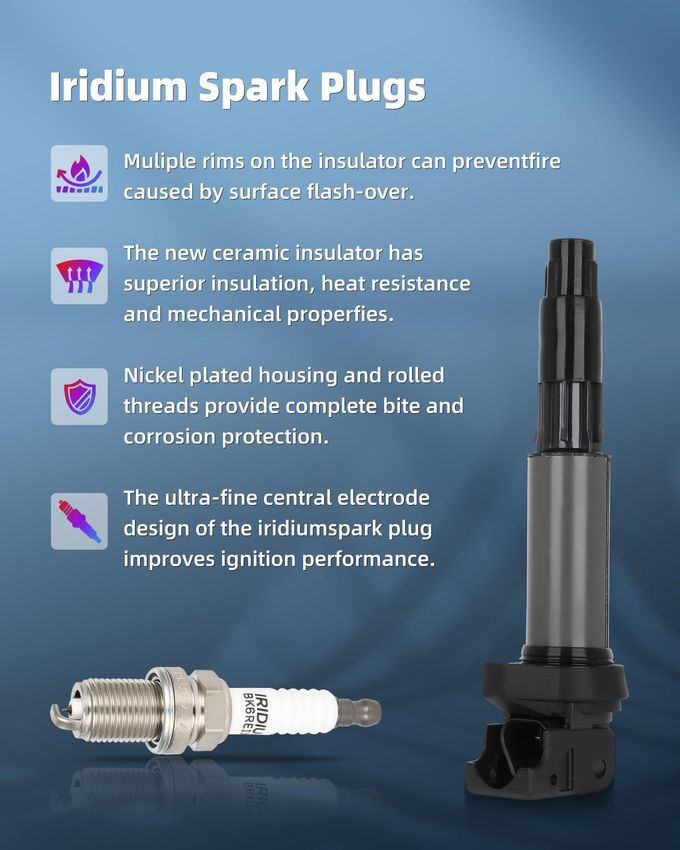 ECCPP 8 ignition coils with 8 iridium Spark Plugs,UF522,coils packs,for BMW 545i 645Ci 745i 745Li X5 Morgan Aero 8,UF522 CU1171 IIS063 - Image 3