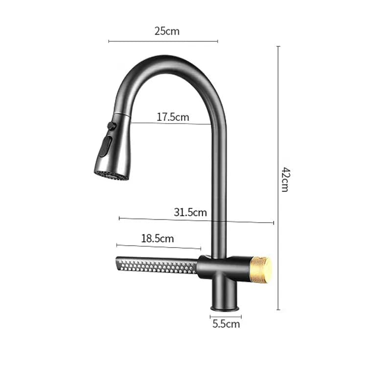 B BACKLINE Backline Brass Waterfall Kitchen Sink Hot & Cold Mixer Faucet 360° Rotatable Pull Out Kitchen Faucet Multi-Function Dual Spray Head Technology/Kitchen Sink Tap (Brushed Nickel) - Image 2