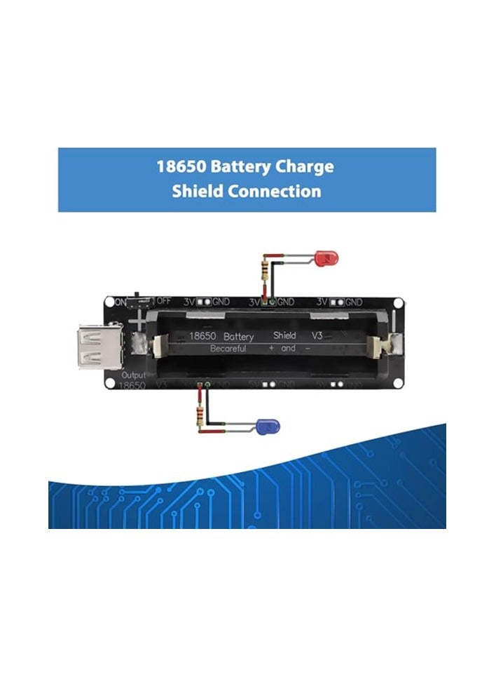 ESP 18650 Lithium Li-ion Battery Extension Shield 5V-3V Micro USB Module 600mA 3V/1A 5V/3A - Image 2