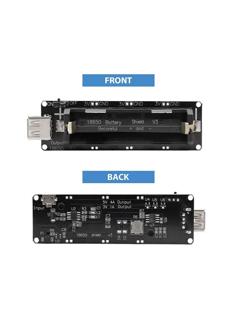 Generic - 1865O Battery Holder Double Port Batteries 18650 Li-ion V8 Battery Shield Micro USB 5V/3A 3V/1A Power Bank Battery Charging Module for and Arduino - Image 1
