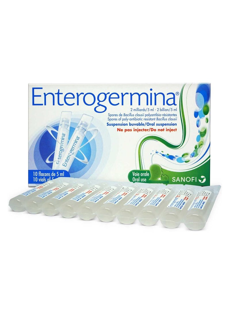 ENTEROGERMINA 2 Billion/5Ml Spores Of Polyantibiotic Resistant Bacillus Clausii Oral Suspension 10 X 5 Ml