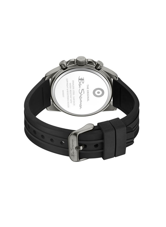Ben Sherman Liverpool  Green Dial Black Silicone Strap Chronograph Watch for Men, 44mm - Image 3