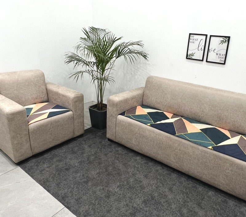 AMAZE ATTIRES Polycotton Printed Sofa Seat Cover For 5 Seater With Heavy Antiskid Backing & Washable Sofa Seat Runner For Couch (22 Inches X 22 Inches - 2 Piece, 22 X 68 Inch - 1 Piece) Aasr008 - Image 2