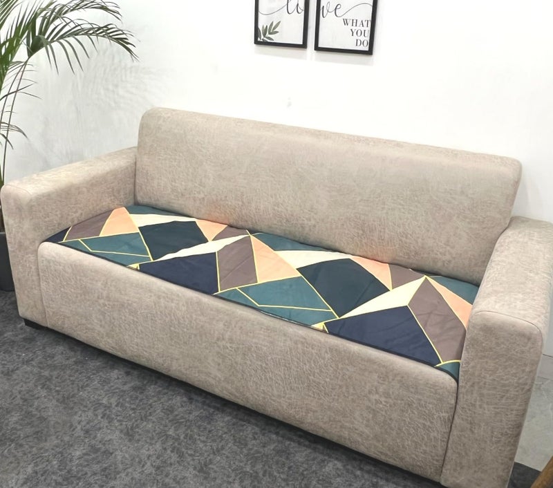 AMAZE ATTIRES Polycotton Printed Sofa Seat Cover For 5 Seater With Heavy Antiskid Backing & Washable Sofa Seat Runner For Couch (22 Inches X 22 Inches - 2 Piece, 22 X 68 Inch - 1 Piece) Aasr008 - Image 4