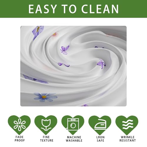 XCHI Watercolor Lavender Butterfly Spring Tablecloth Rectangle Summer Table Cloth Washable Table Covers for Indoor Dining Home Party Decorations 60x84 Inch - Image 4