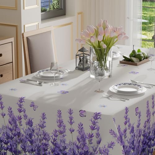 XCHI Watercolor Lavender Butterfly Spring Tablecloth Rectangle Summer Table Cloth Washable Table Covers for Indoor Dining Home Party Decorations 60x84 Inch - Image 3