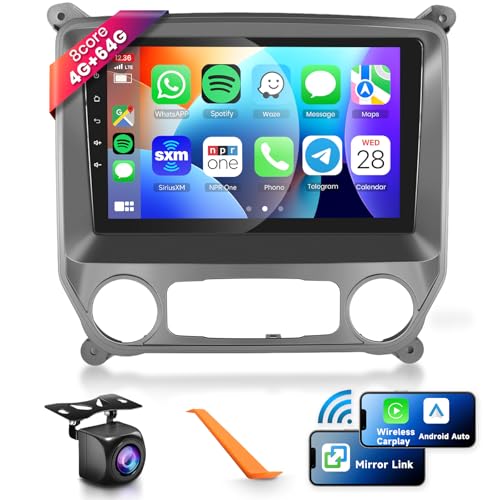 Podofo راديو سيارة بودوفو 10.1" 1280*720P IPS بشاشة تعمل باللمس أندرويد 13 لشيفروليه سيلفرادو و GMC سييرا 2014-2018 مع CarPlay/Android Auto اللاسلكي، GPS، WiFi، كاميرا DSP - Image 1